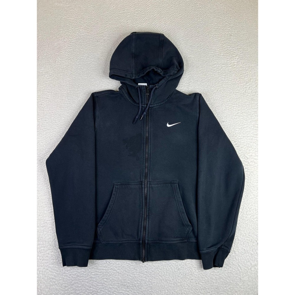 Nike Mens Black Full Zip Fleece Hoodie‎ Swoosh Logo 611456-010 Small